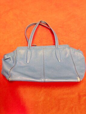 Tumi Cobalt Blue Pebbled Leather Carry-All Tote
